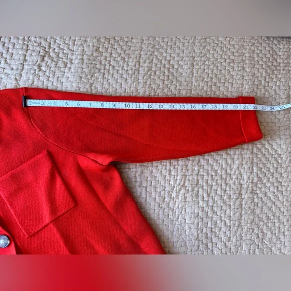 NWOT Sezane Betty Merino Wool Cardigan in Coral Red, Medium - Picture 5 of 7